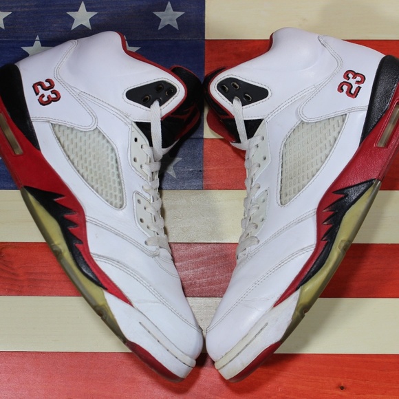 Nike Jordan V 5 Fire Red White [136027-120] sz 11 - Picture 4 of 8